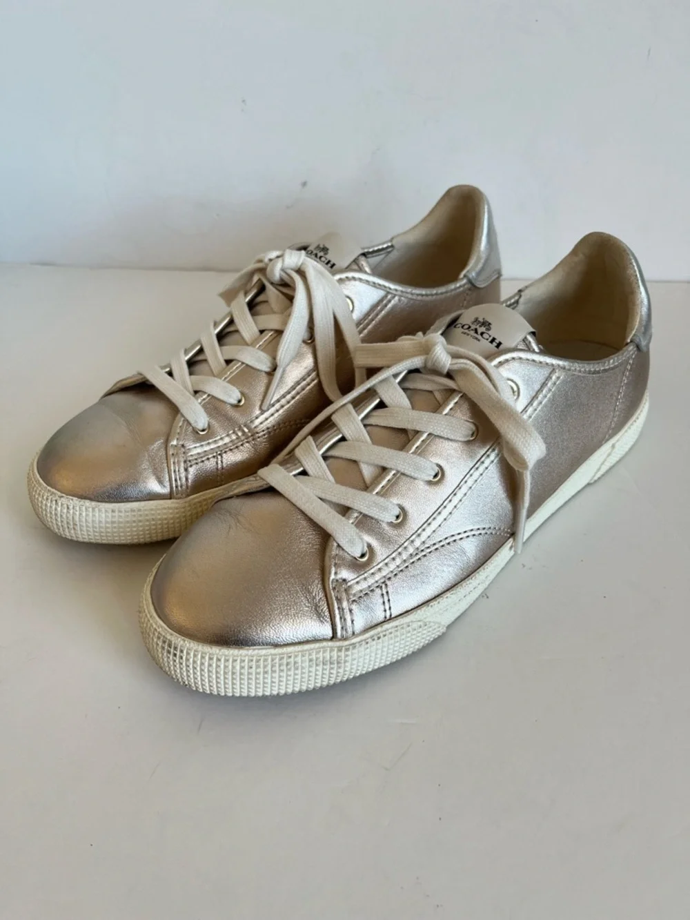 Coach Metallic Silver Low-Top Sneakers women’s size 8B